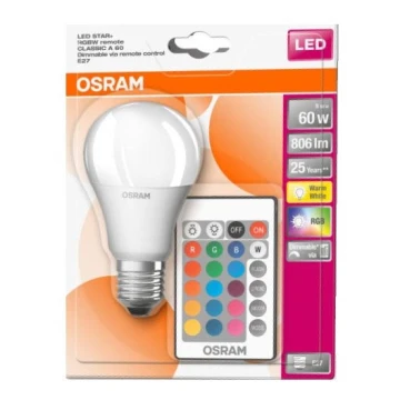 Bec LED RGB dimabil STAR+ A60 E27/9W/230V 2700K - Osram
