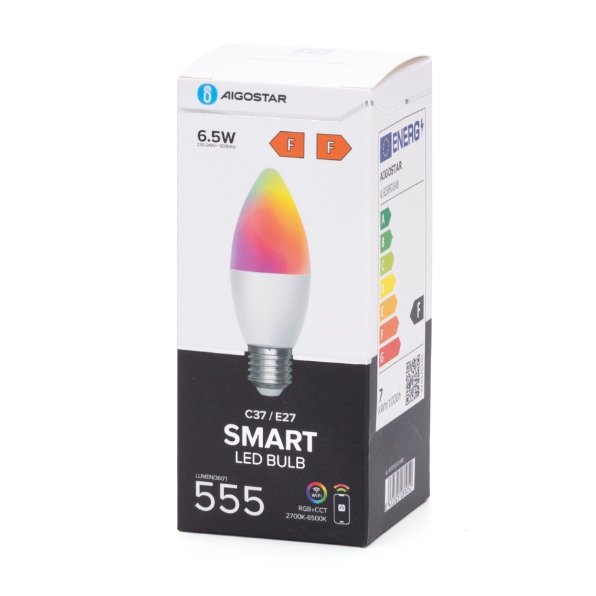 Bec LED RGBW dimabil Aigostar C37 E27/6,5W/230V 2700-6500K Wi-Fi