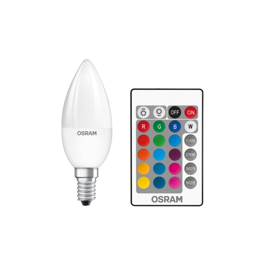 Bec LED RGBW dimabil Osram STAR E14/4,5W/230V 2700K + telecomandă