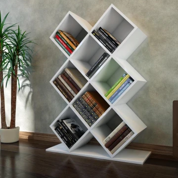 Bibliotecă KUMSAL 129x90 cm albă