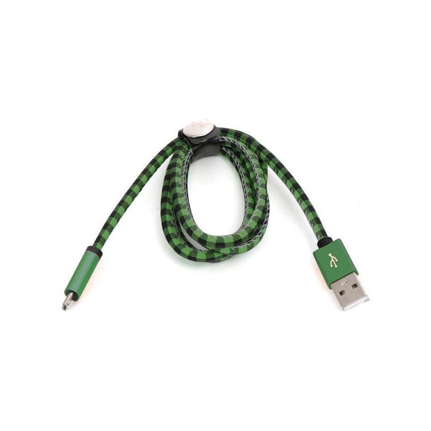 Cablu USB A / conector microUSB 1m verde