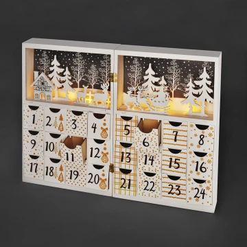 Calendar LED de Advent LED/2xAAA lemn