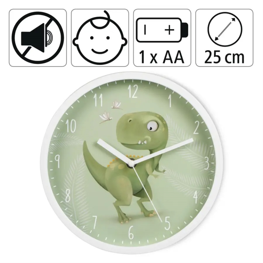 Ceas de perete pentru copii 1xAA dinozaur Hama