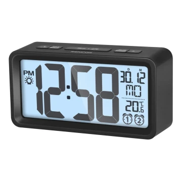 Ceas deșteptător cu afișaj LCD cu termometru 2xAAA negru Sencor