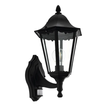 Corp de iluminat de exterior cu senzor Eglo 79556 SANTA LUCIA 1xE27/60W/230V IP44 negru