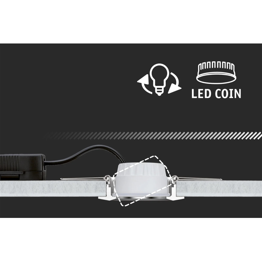 Corp de iluminat dimabil încastrat pentru baie Paulmann 92970 LED/4,2W IP23 COIN 230V