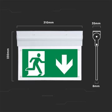 Corp de iluminat LED de urgență EMERGENCY EXIT SAMSUNG CHIP LED/2W/230V 6000K IP65