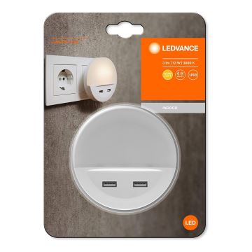 Corp de iluminat LED de veghe cu senzor și cu fișă integrată LUNETTA 2xUSB LED/13W/230V Ledvance