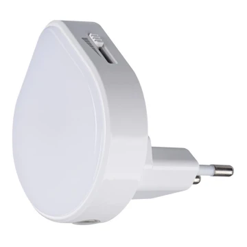 Corp de iluminat LED dimabil de orientare cu senzor crepuscular pentru priză Kanlux 37396 ULOV LED/0,5W/230V alb