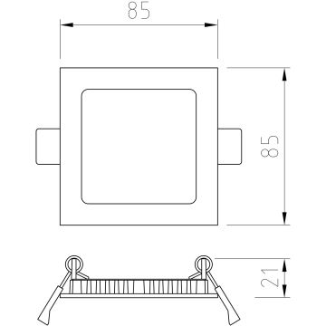 Corp de iluminat LED încastrat pentru baie SQUARE LED/3W/230V IP41 85x85 mm APLED