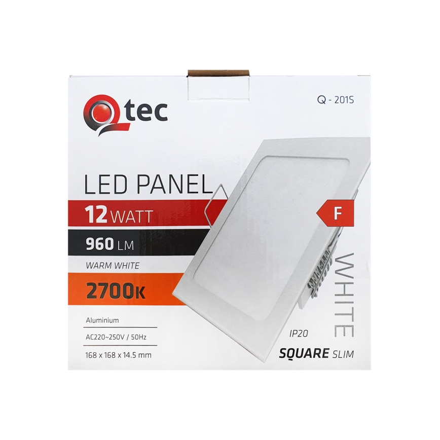 Corp de iluminat LED încastrat QTEC LED/12W/230V 2700K 16,8x16,8 cm
