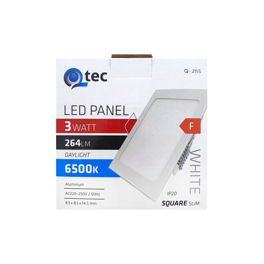 Corp de iluminat LED încastrat QTEC LED/3W/230V 6500K 8,3x8,3 cm