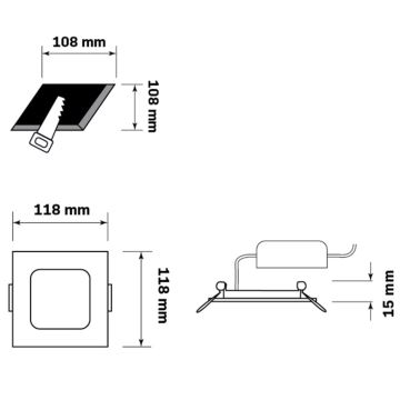 Corp de iluminat LED încastrat RIGEL LED/4,8W/230V 4000K 11,8x11,8 cm negru