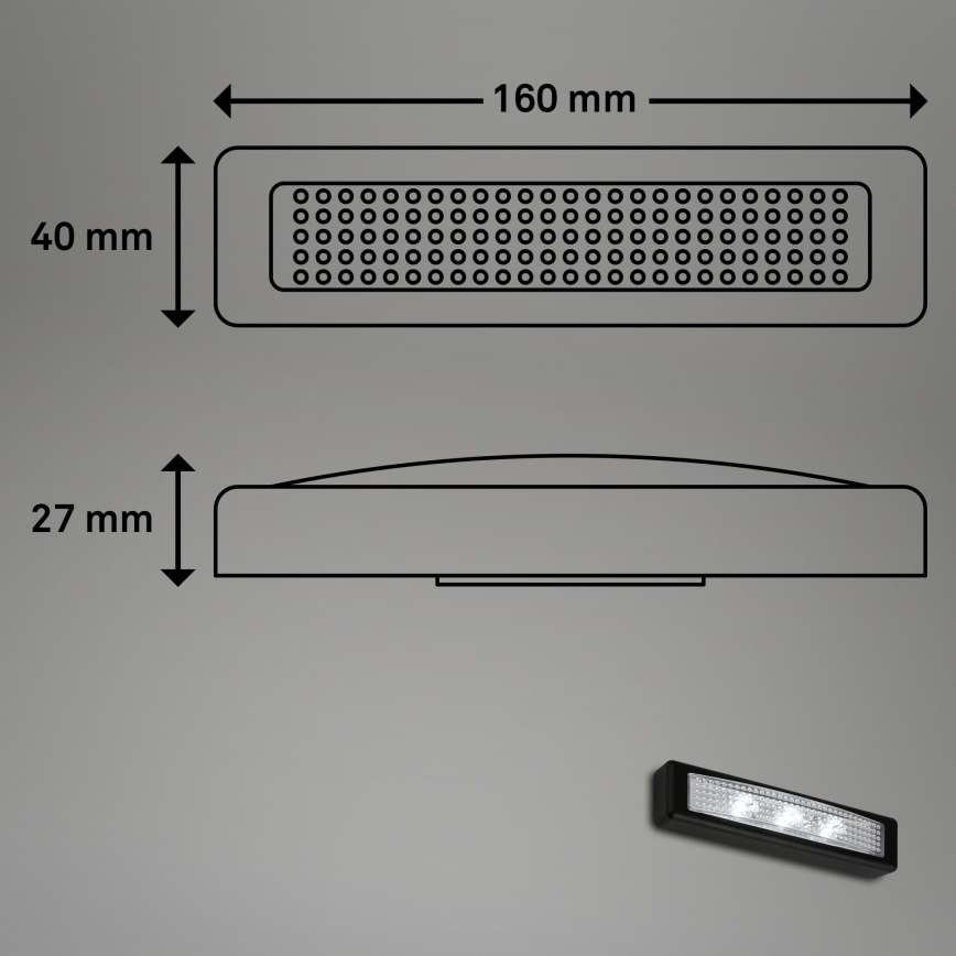 Corp de iluminat LED tactil de orientare LERO LED/0,18W/3xAAA negru Briloner 2689-035