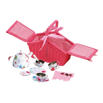Coș de picnic cu articole de masă roz Small Foot