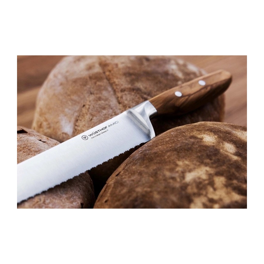 Cuțit de bucătărie pentru pâine AMICI 23 cm lemn de măslin Wüsthof
