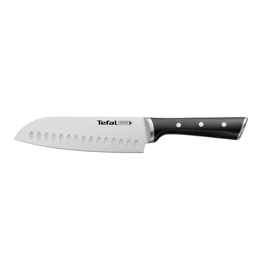 Cuțit santoku din oțel inoxidabil Tefal ICE FORCE 18 cm crom/negru