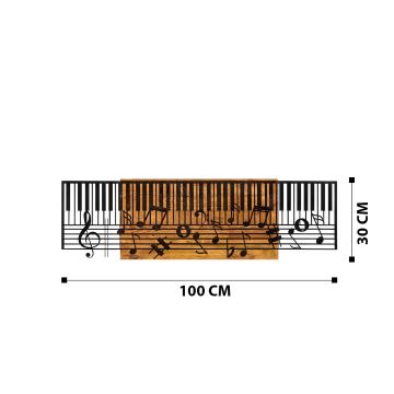 Decorațiune de perete 100x30 cm lemn/metal pian