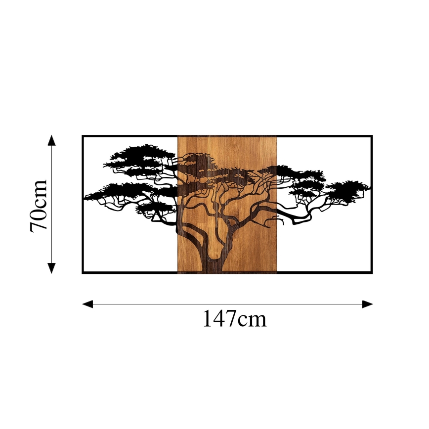 Decorațiune de perete 147x70 cm lemn/metal copac