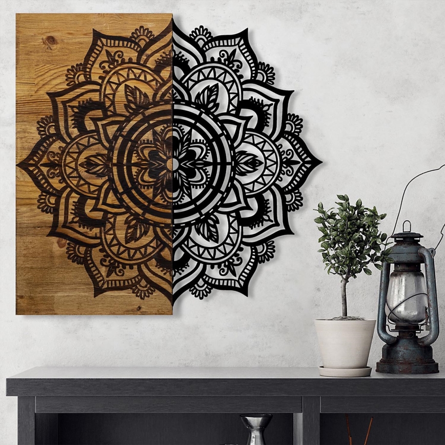 Decorațiune de perete 59x58 cm lemn/metal mandala