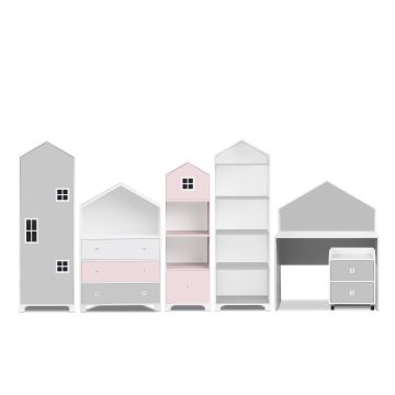Dulăpior pentru copii MIRUM 126x80 cm alb/gri/roz