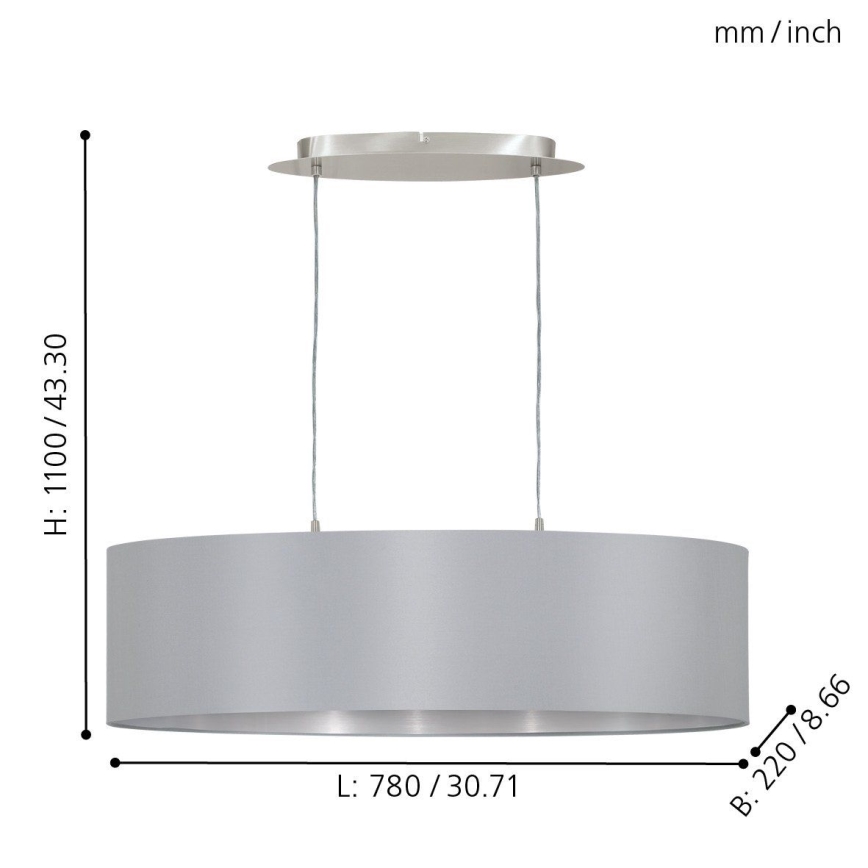 Eglo 31612 - Lustra cu cablu MASERLO 2xE27/60W/230V