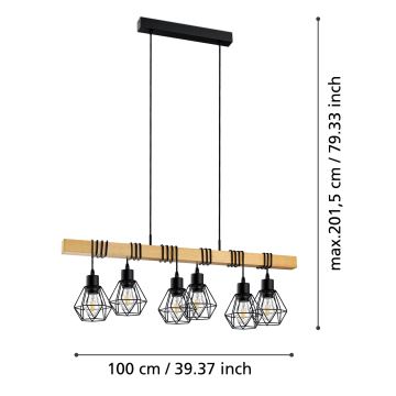 Eglo - Lustră pe cablu 6xE27/60W/230V