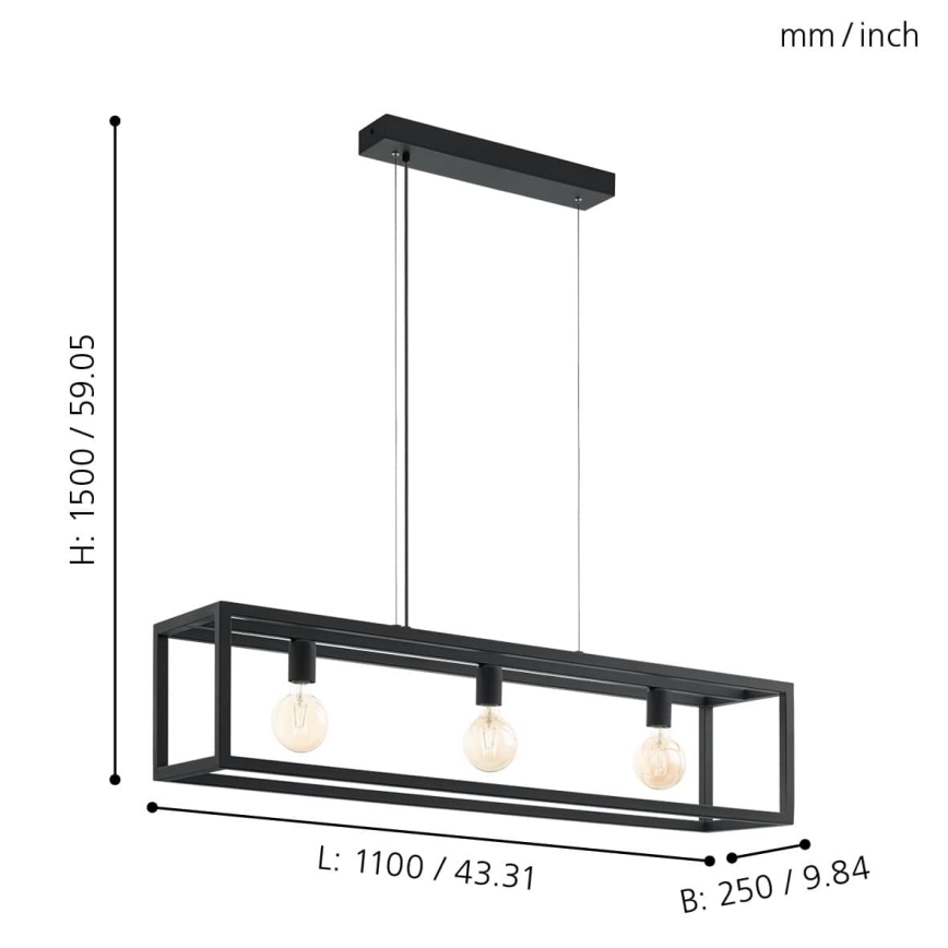 Eglo - Lampa suspendata 3xE27/60W/230V