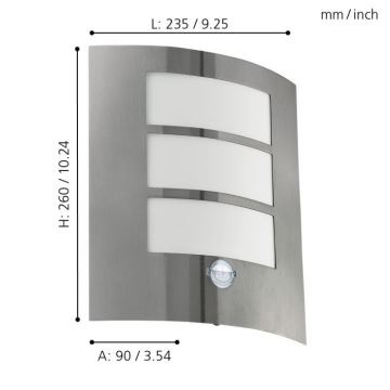 Eglo - Corp de iluminat perete exterior cu senzor 1xE27/15W