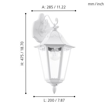 Eglo - Corp de iluminat perete exterior 1xE27/60W/230V