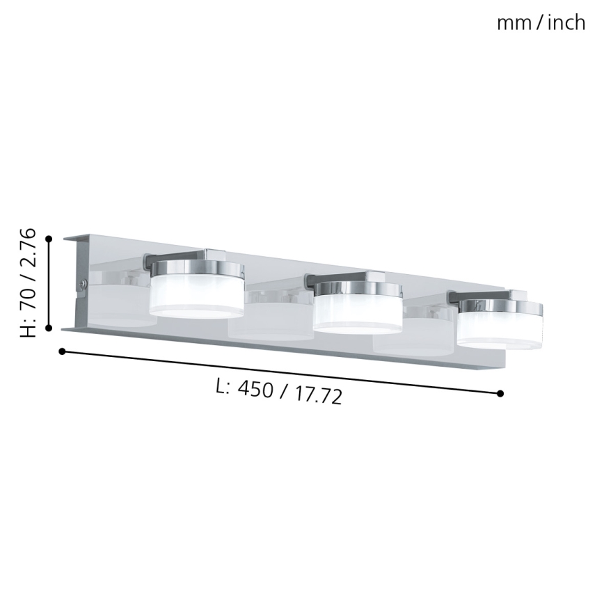 Eglo - LED Aplica perete baie 3xLED/7,2W/IP44