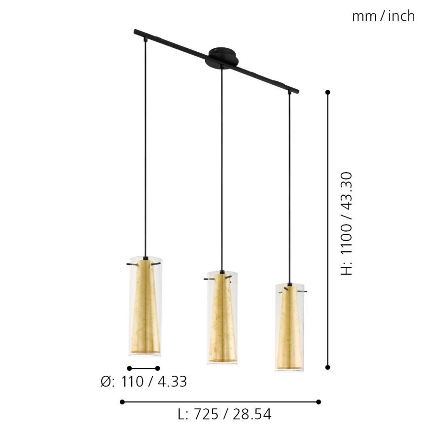 Eglo - Lustră pe cablu 3xE27/60W/230V