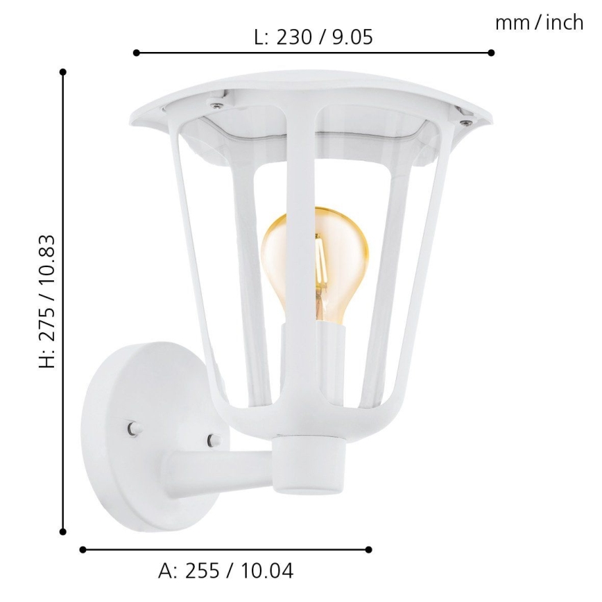 Eglo - Aplică perete exterior 1xE27/60W/230V IP4alb