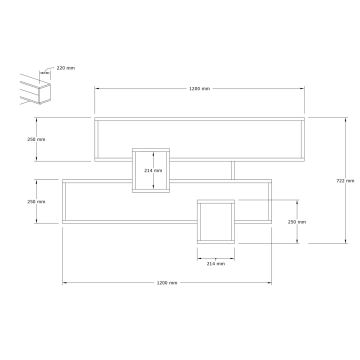 Etajeră de perete KAREN 120x72,2 cm antracit/maro