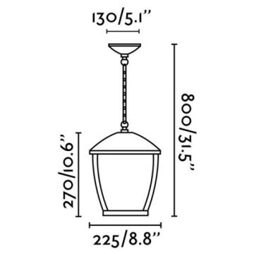 FARO 75002 - Lustră exterior pe lanț WILMA 1xE27/100W/230V IP44