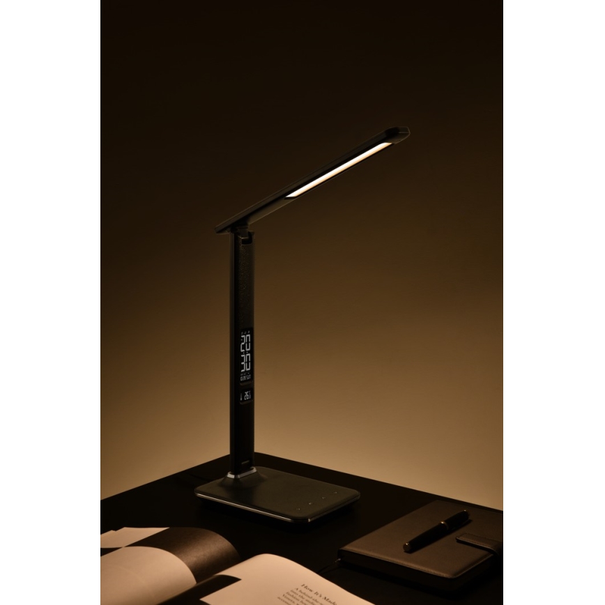 LED Lampă de masă cu display LED/9W/230V/12V negru
