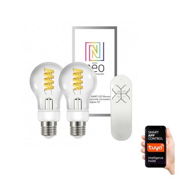 Immax Neo - SET 2x Bec de iluminare cu LED FILAMENT E27/5W/230V 2700-6000K + RC