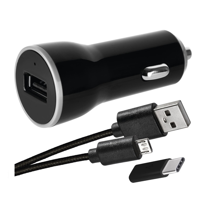 Încărcător mașină 2,1A + micro Cablu USB