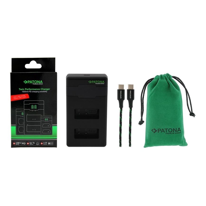 Încărcător rapid Dual Canon LP-E17 + cablu USB-C 0,6m PATONA