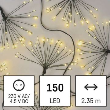 Instalație LED de Crăciun 150xLED/5,35m alb cald