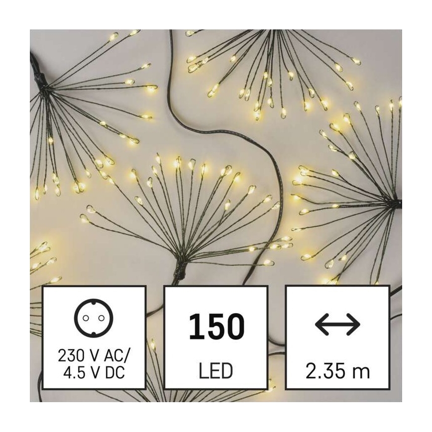 Instalație LED de Crăciun 150xLED/5,35m alb cald