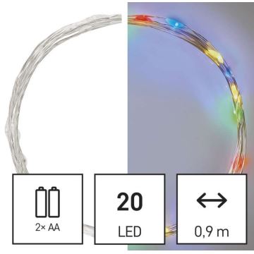 Instalație LED de Crăciun 20xLED/2,4m multicolor