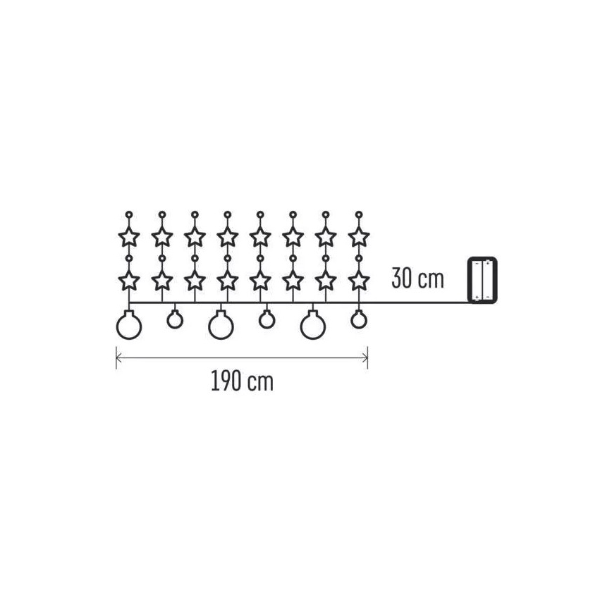 Instalație LED de Crăciun 20xLED/2xAA 2,2 m alb cald