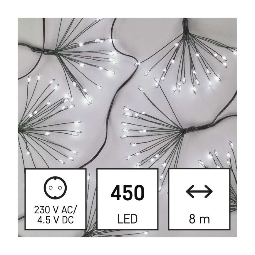 Instalație LED de Crăciun 450xLED/11m alb rece