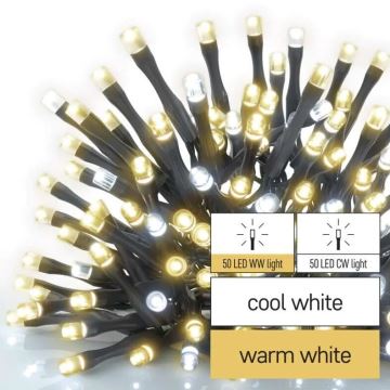 Instalație LED de Crăciun de exterior 100xLED/10m IP44 alb cald/rece