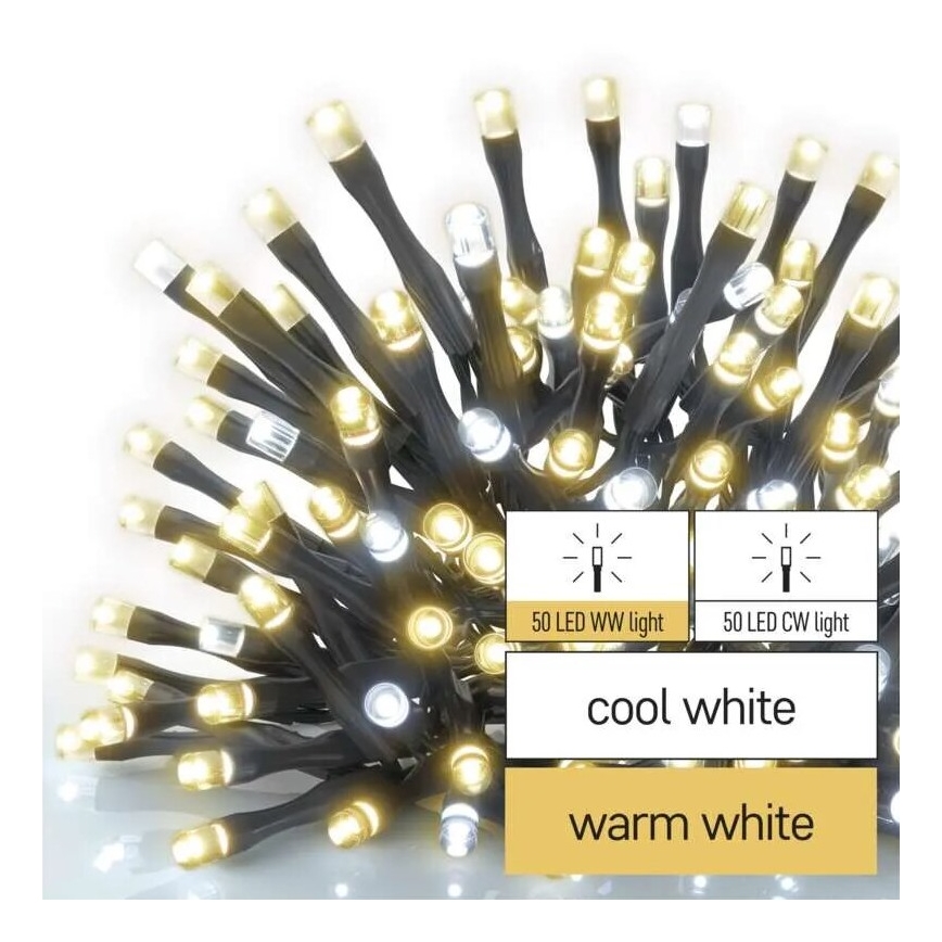 Instalație LED de Crăciun de exterior 100xLED/10m IP44 alb cald/rece