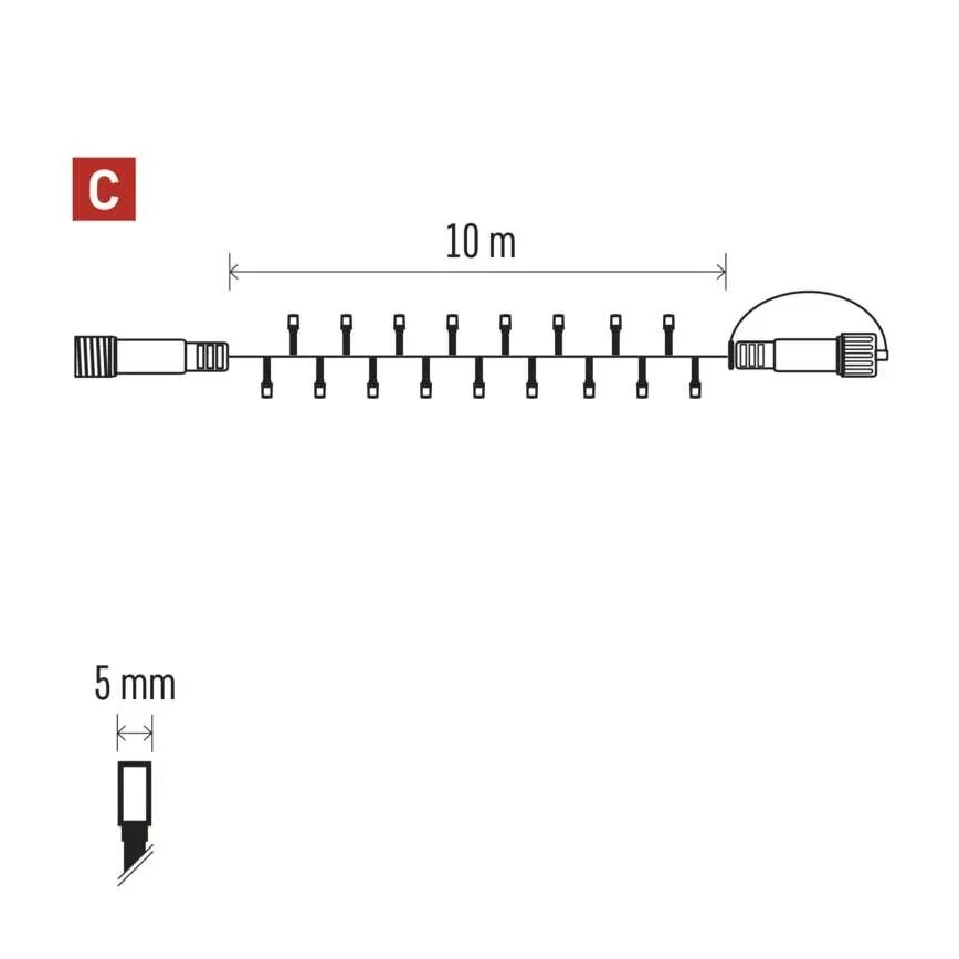 Instalație LED de Crăciun de exterior 100xLED/10m IP44 alb cald/rece