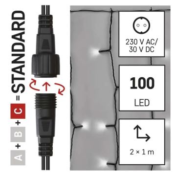 Instalație LED de Crăciun de exterior 100xLED/1x2m IP44 alb rece