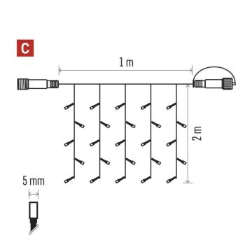 Instalație LED de Crăciun de exterior 100xLED/1x2m IP44 alb rece