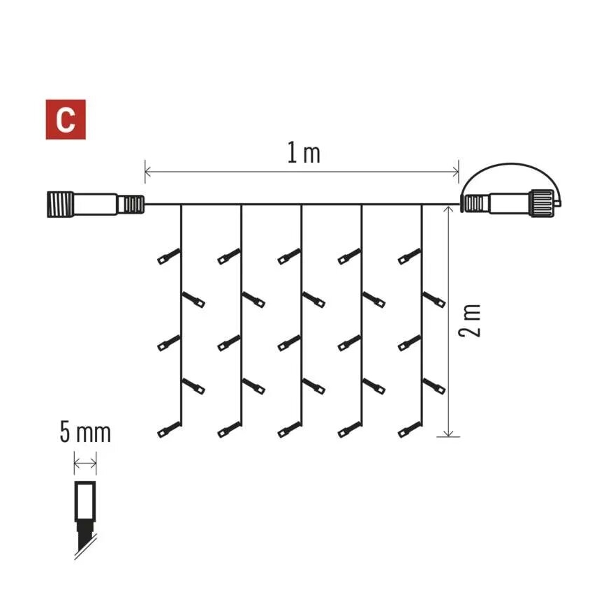 Instalație LED de Crăciun de exterior 100xLED/1x2m IP44 alb rece